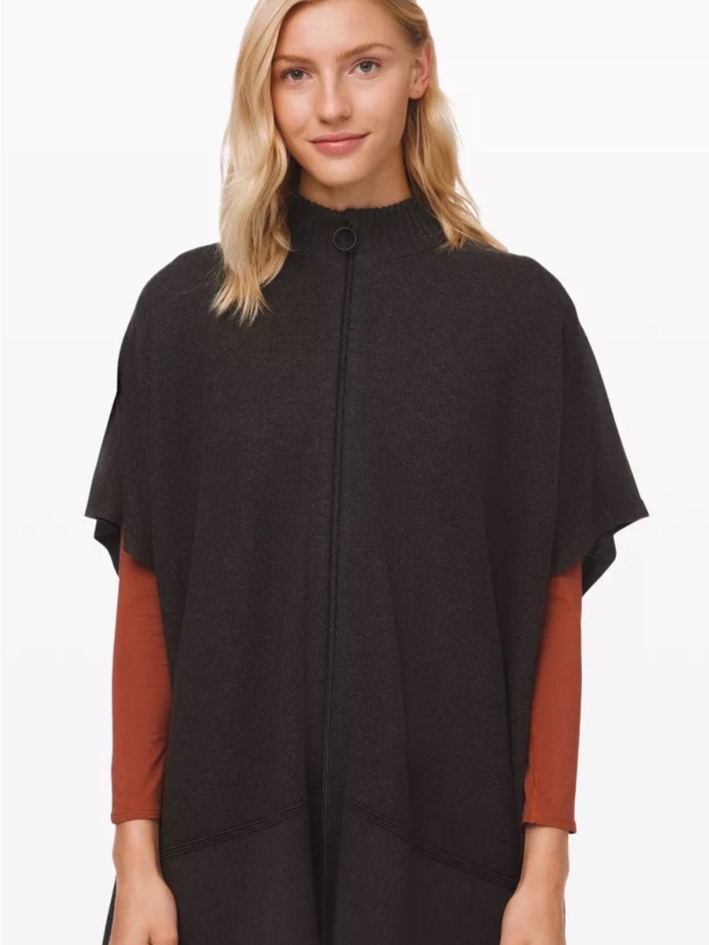 Lululemon Call me Cozy Charcoal Zip-Front Women’s Sweater Poncho